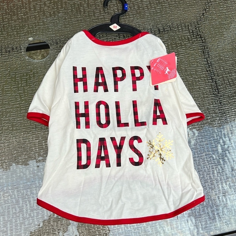 St. John’s Bark “Happy Holla Days” Holiday Pet Shirt – Size Medium – NWT